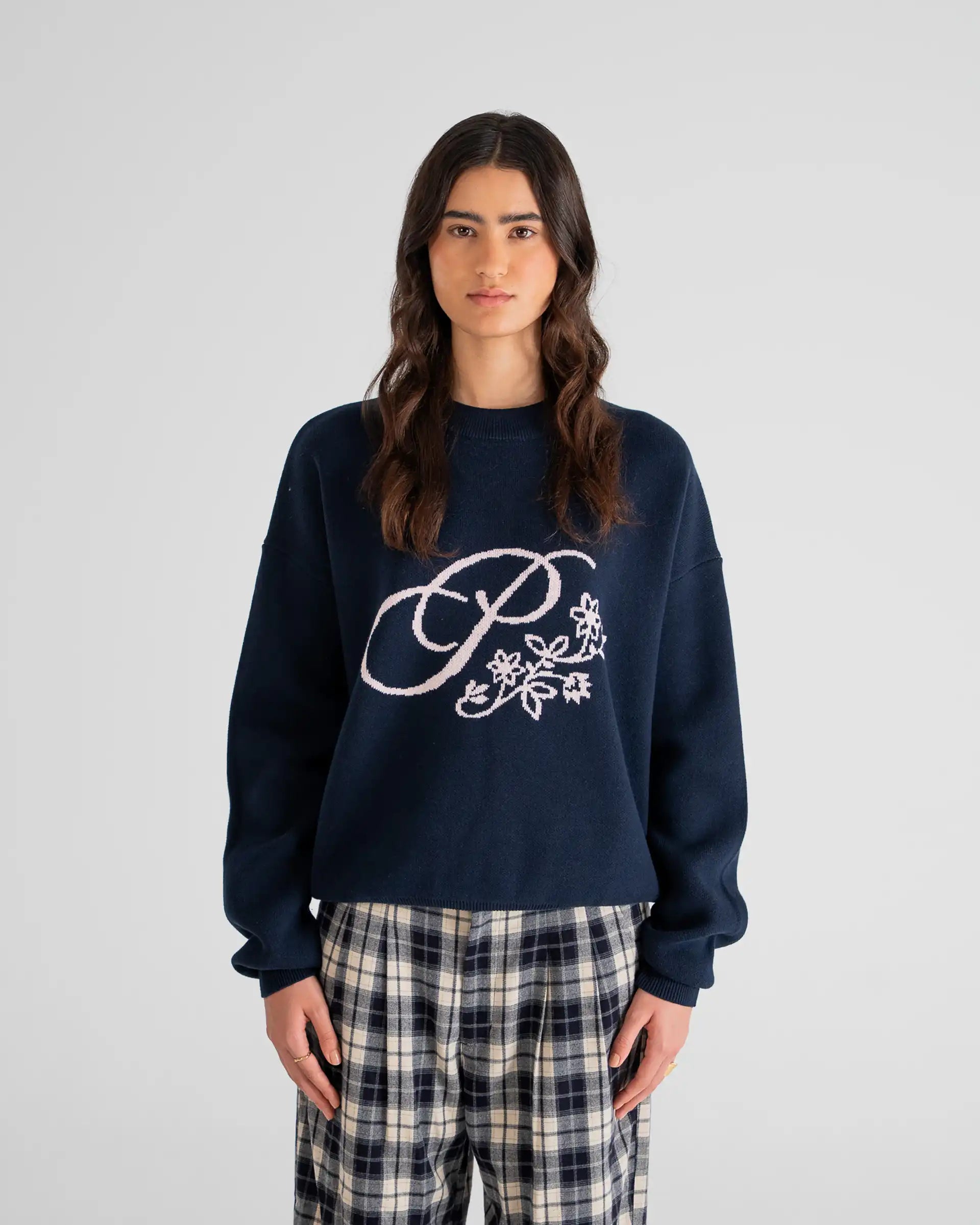 Bloom Knit Sweater Navy PROHIBITED
