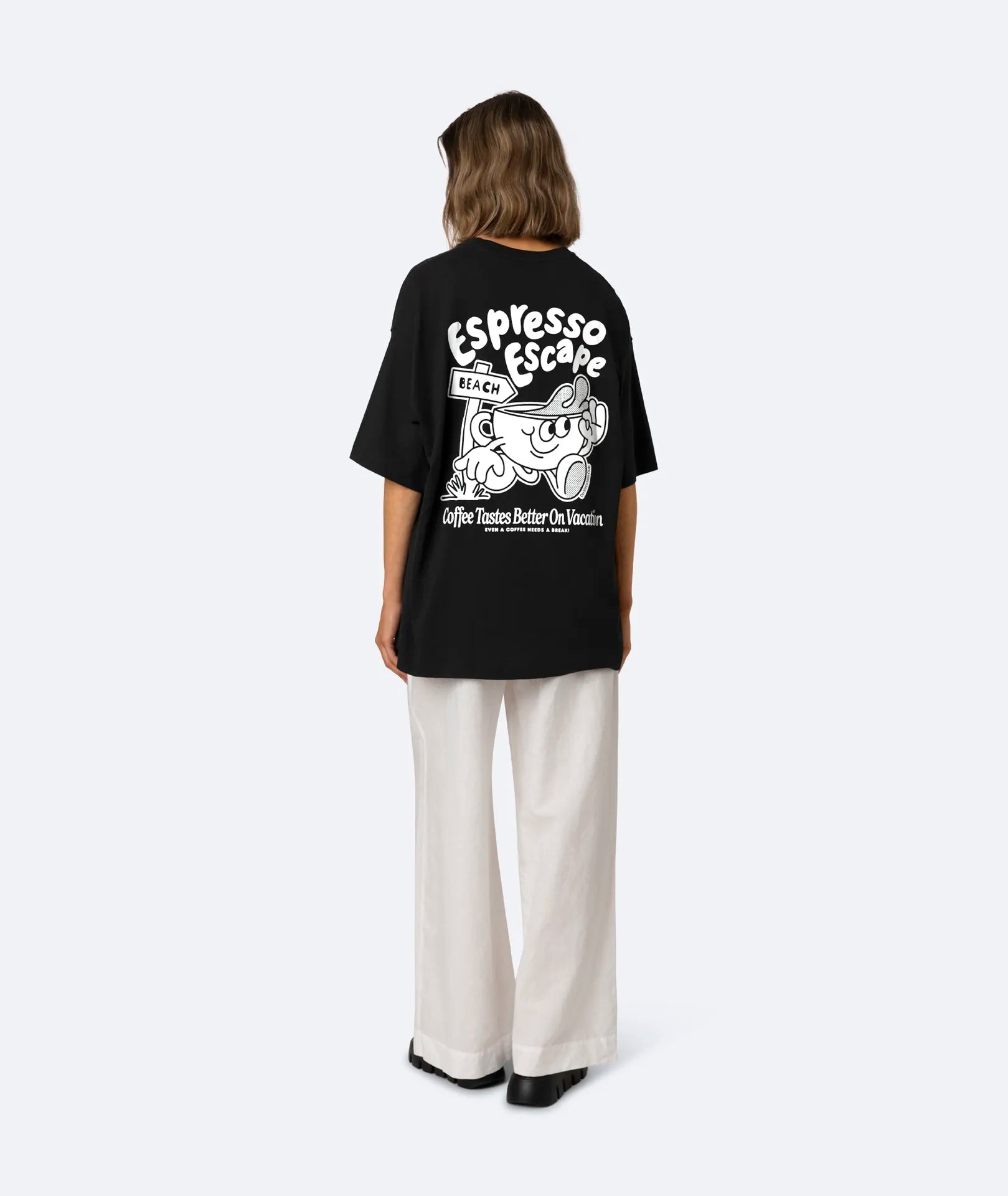 ESPRESSO ESCAPE T-SHIRT - BLACK ON VACATION
