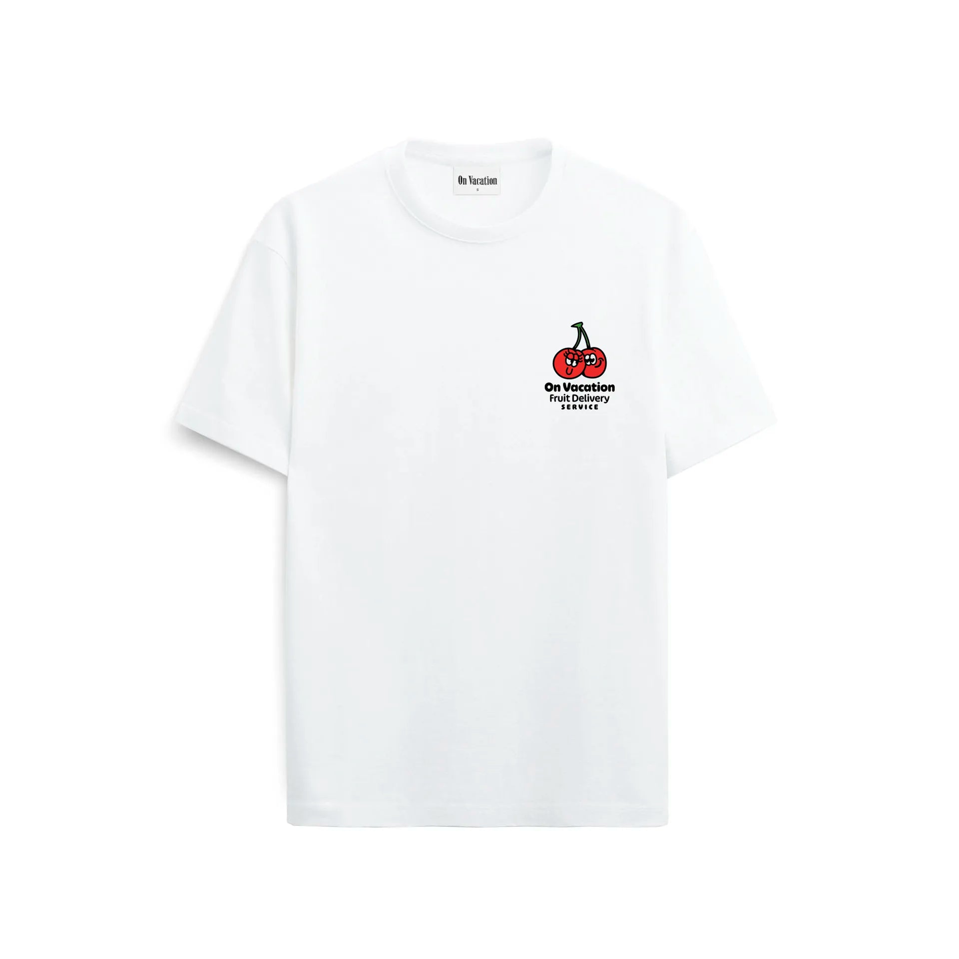FRUIT STICKERS T-SHIRT - WHITE ON VACATION
