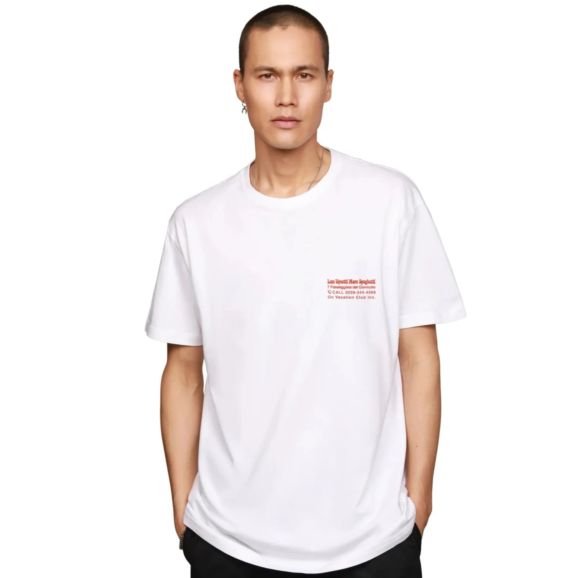 LESS UPSETTI T-SHIRT - WHITE ON VACATION