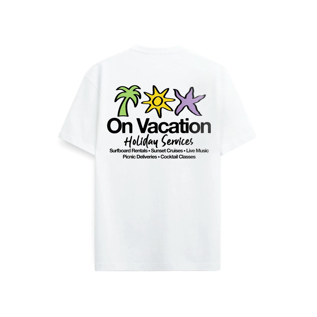 HOLIDAY SERVICE T-SHIRT - WHITE ON VACATION