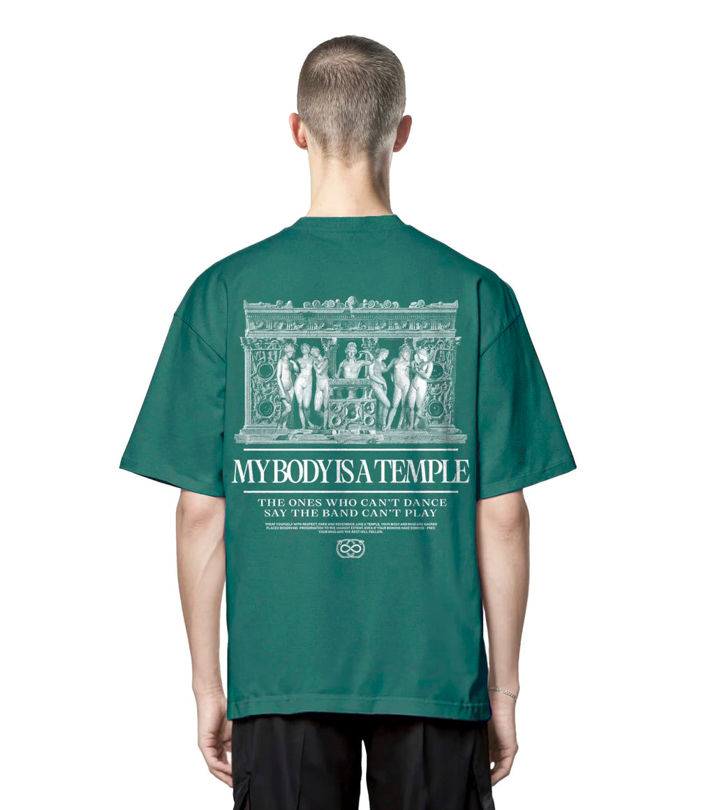 MY BODY IS A TEMPLE T-SHIRT - GREEN VERTERE BERLIN