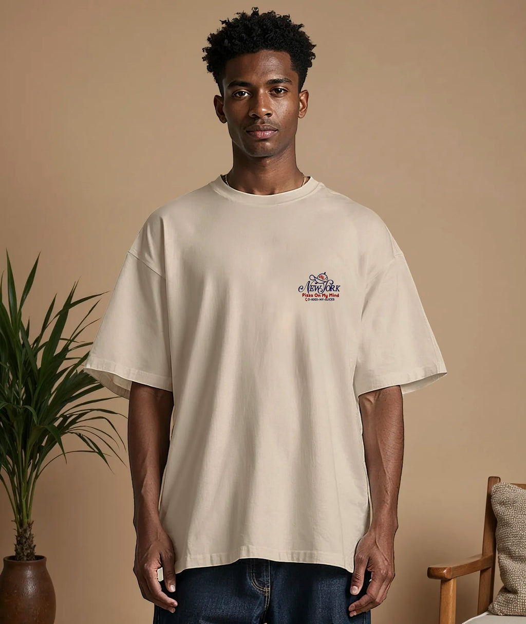 NYC Pizza T-Shirt - Beige On Vacation