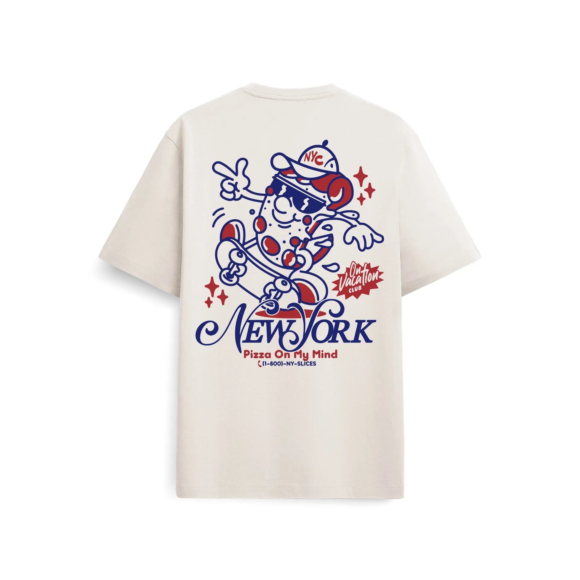 NYC Pizza T-Shirt - Beige On Vacation