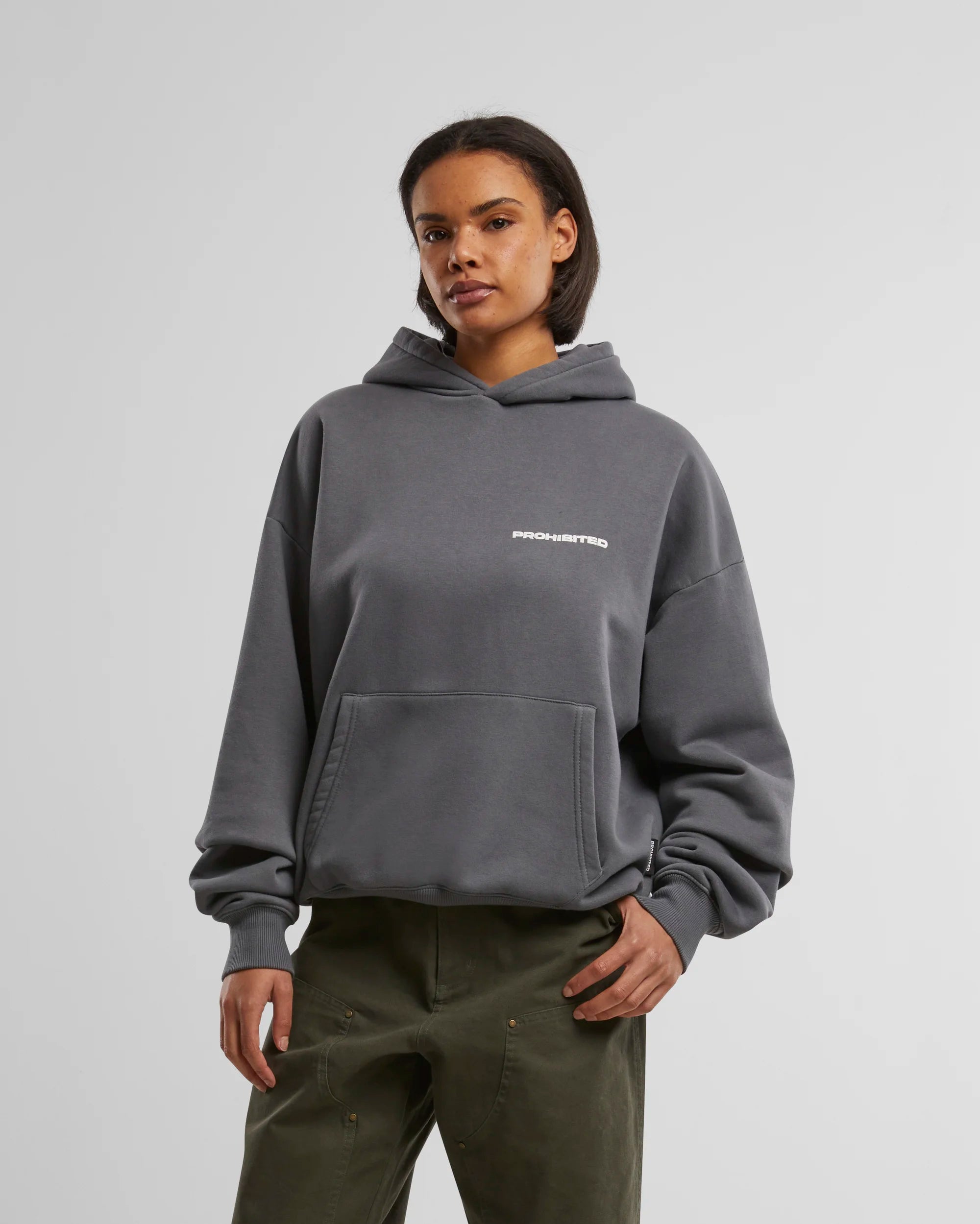 10119 Hoodie Grey (Stone Washed) PROHIBITED