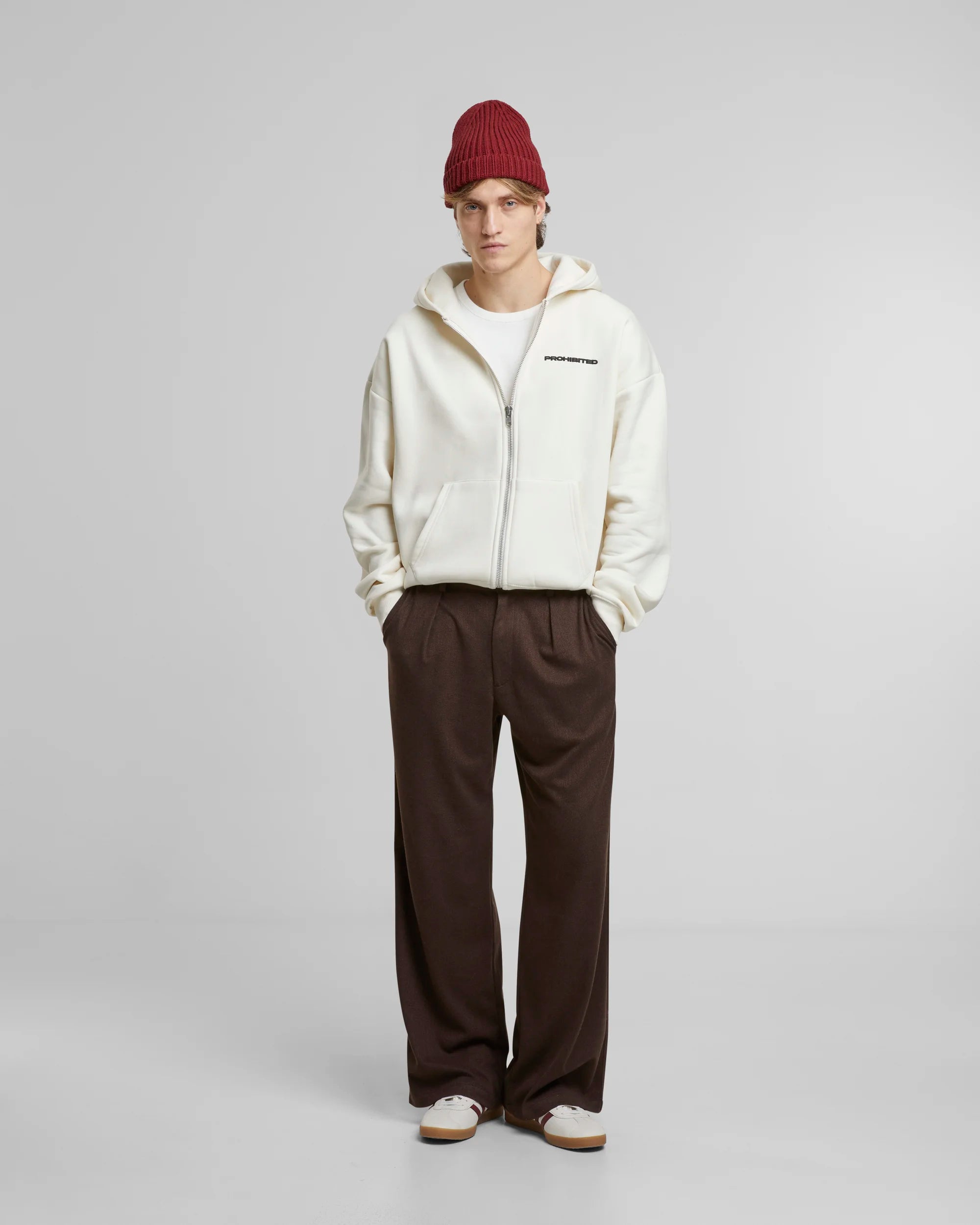 10119 Zip-Hoodie Cream PROHIBITED