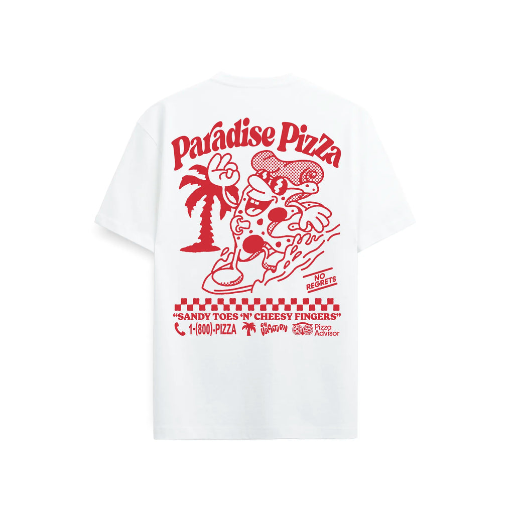 PARADISE PIZZA T-SHIRT - WHITE ON VACATION