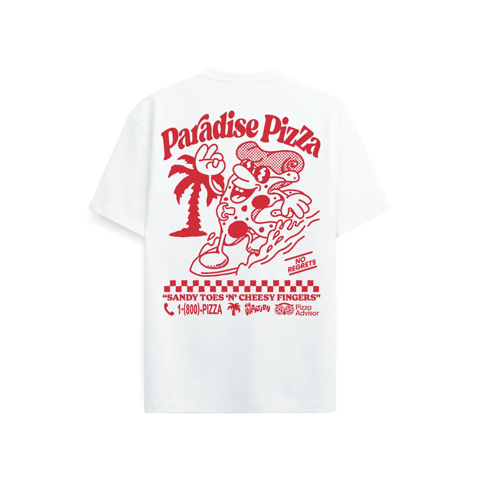 PARADISE PIZZA T-SHIRT - WHITE ON VACATION