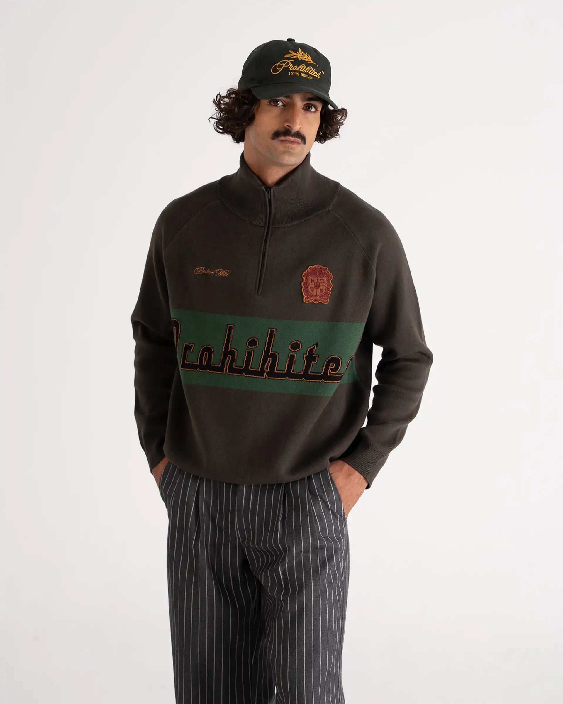 Retro Knit Half-Zip Green PROHIBITED
