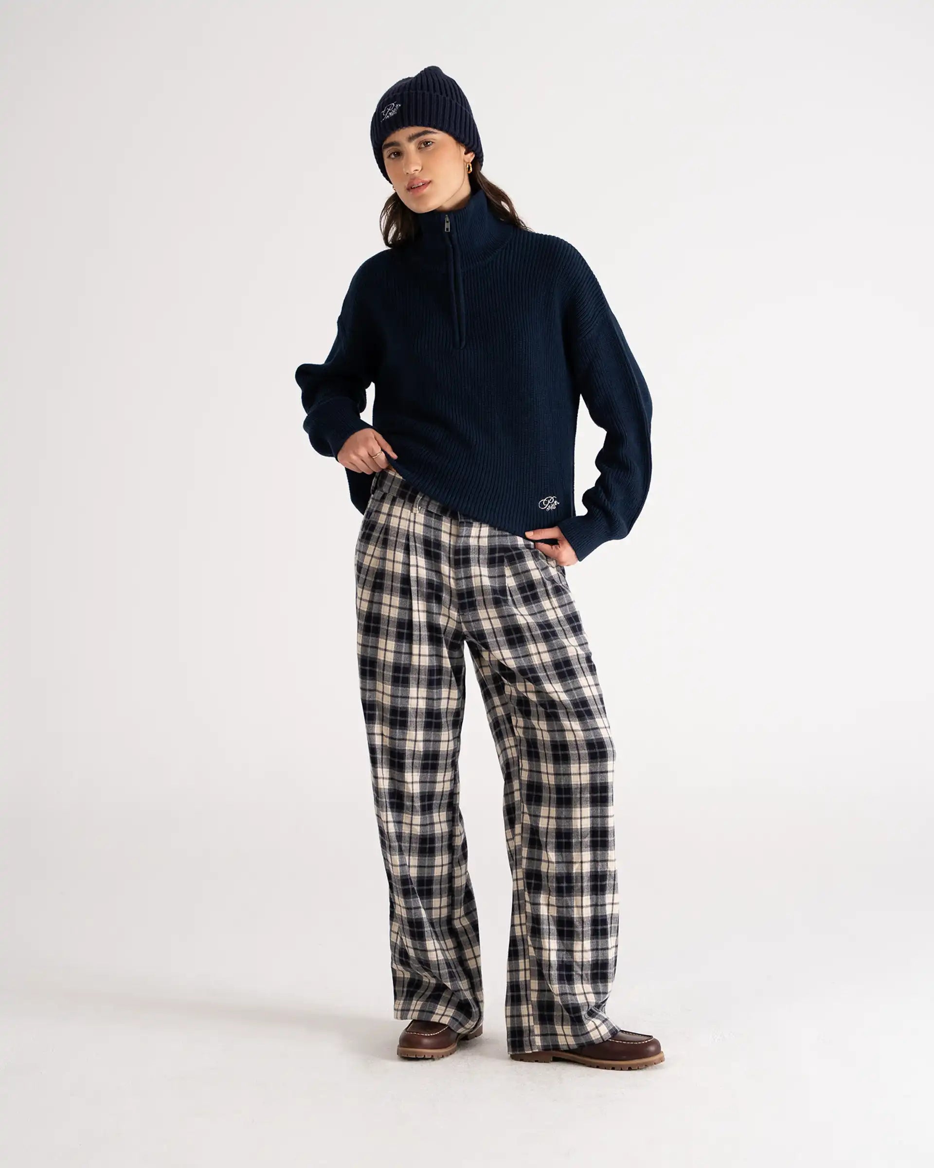 Wood Plaid Pants Blue PROHIBITED