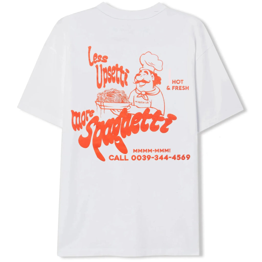 LESS UPSETTI T-SHIRT - WHITE ON VACATION